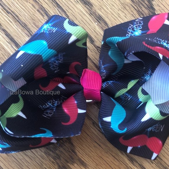 Hand Crafted Other - Black Halloween Print 4" Boutique Bow   HANDCRAFTED